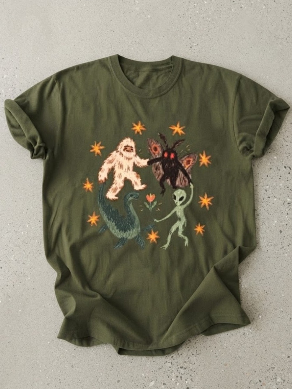 Cryptid Bigfoot Mothman Alien Loch Ness Monster Comfort Colors T-Shirt